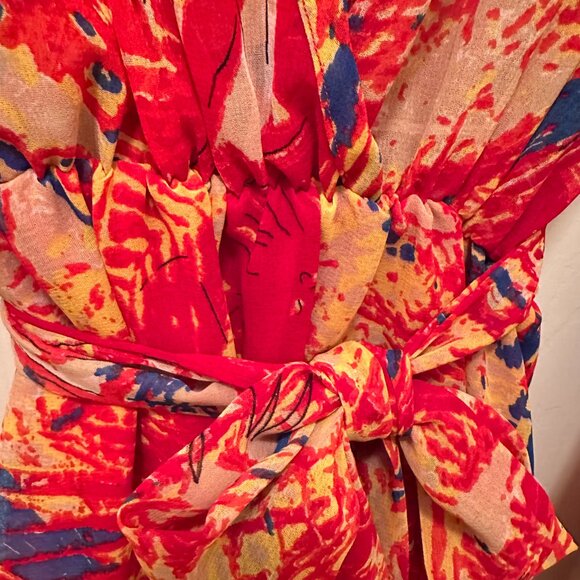 Multicolor Red Print Long-Sleeve Maxi Dress - Picture 4 of 10